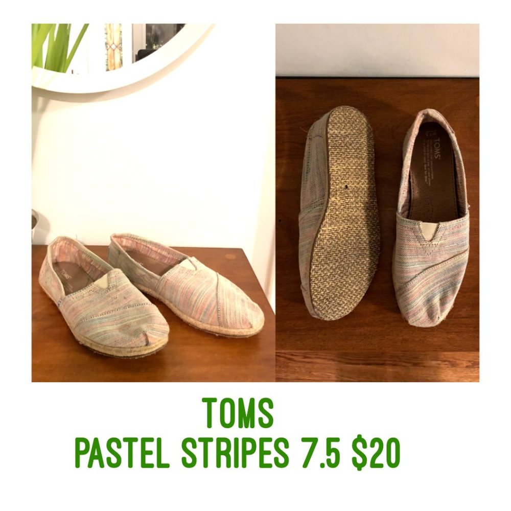 Toms Pastel Striped Espadrille, Size 7.5